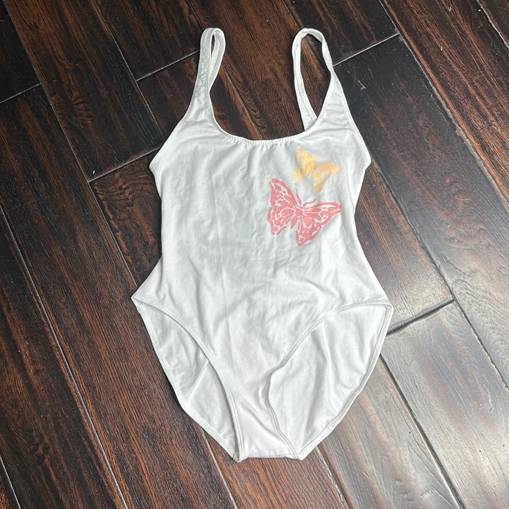 Bodysuit low-cut back hand painted butterfly design summer beach one piece